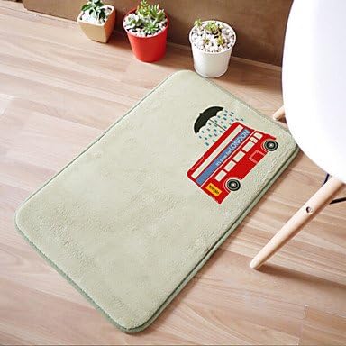 Your Best Wishes Bath Mat Modern Memory Foam "Time For London" W20" x L31"- Multi-colours Available green