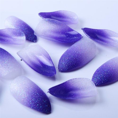 ECBASKET 24X Sparkling Talon Nail Tips purple glitter color False Nail Tips Acrylic Nail with glue
