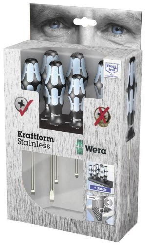 Wera Kraftform Stainless Lasertip 3334/3350/3355/6 Screwdriver Set (SLOT/PH/PZ), 6-Piece Wera Kraftform Stainless Lasertip 3334/6 Screwdriver Set (SLOT/PH), 6-Piece