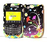 Wave of Flower & Butterfly on Purple Hard Protective Cover Case for Blackberry Curve 8520 8530