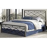 Fashion Bed Group B41164 Alpine Snap Bed with Geometric Panel Design and Folding Metal Side Rails, Rustic Pewter Finish, Full