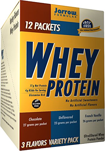 Jarrow Formulas Whey Protein, Supports Muscle Development, 3 Flavor Variety Pack, 12 Count