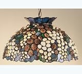 Meyda Tiffany 49286 Seashell - 20 Pendant, Mahogany Bronze Finish with Blue/Green Glass