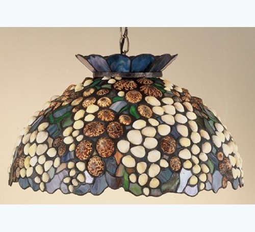20 Inch Hng. Branches Shell W/ Crown-3 Lt Pullchain Cluster/4- Wire Canopy Ceiling Fixture