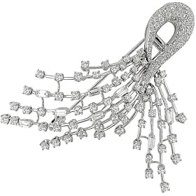 18K White Gold 6-1 4 ctw Diamond Brooch G-H-I,SI2-SI3 by