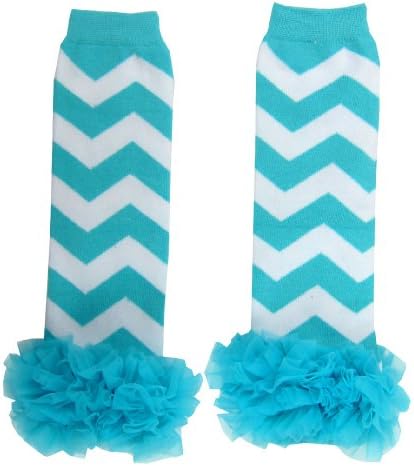 Buenos Ninos Baby Girls Chevron Ruffle Leg Warmers Leggings (blue)