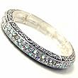 Aurora Borealis Filigree Silvertone Stretch Bracelet Fashion Jewelry