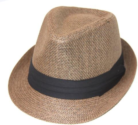 The Hatter Company Straw Tweed Fedora Hat- Brown