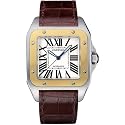 Cartier Men's Santos 100 XL Automatic Yellow Gold Stainless Steel and Leather Watch #W20072X7