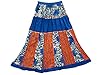 Womens Maxi Skirt Vintage Banjara Patchwork Crinkle Broomstick Blue Long Skirts