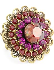 Liz Palacios "Arco Iris" Swarovski Elements Large Filigree Starburst Crystal Cocktail Adjustable Ring