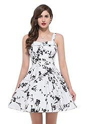 Sweetheart Cotton Spaghetti Strap Vintage Floral Print  Dress With a Sash 