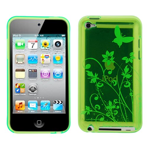 Best Cheap GTMax Durable Soft Gel Skin Cover Case - Green Butterfly for Apple iPod touch 8GB 32GB 64GB (4th Generation) 4 4G