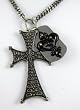 Rocker Jewelry Large Cross Fleur De Lis Dog Tag Pendant Combo