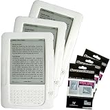 White Color (3 Packs) Amazon Kindle 2 E-Book Reader Silicone Rubber Skin Case + 3 Packs Kindle2 Anti Scratch LCD Screen Protector