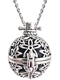 Lava Stone Aromatherapy Flower Pendant/Locket Essential Oil Diffuser Necklace - Antique Silver