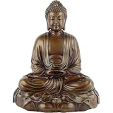 Seated Buddha on Lotus Bronze Statue Sculpture