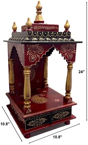 Wooden Handcrafted Fine Embossed Temple/Mandir/Pooja Ghar For Homes, Offices, Shops
