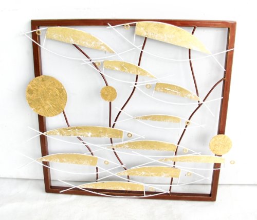 Abstract Wall Décor Art Modern Hand Painted Metal on Wood Size: 31”x24”x2”