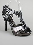 Metallic Buckle Link Snake Heel