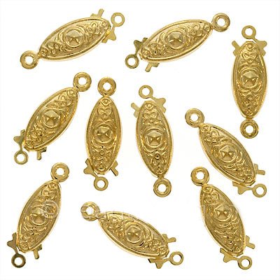 Gold Plated Victorian Pearl Clasps 6.5mm x 14mm (10 Clasps)