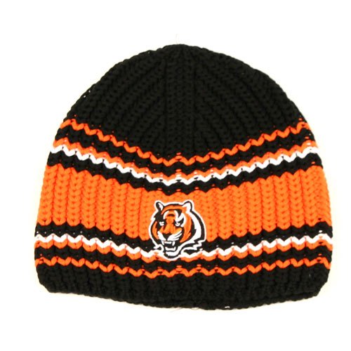 Cincinnati Begals NFL Reebok Chunky Cable Striped Stripe Knit Beanie