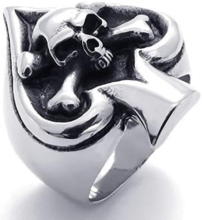 Mygoodie Jewelry Vintage Gothic Skull Biker Tribe Ace of Spades Stainless Steel Mens ring