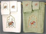 Housewarming Gift Under 200 - 7pc. Raja Elephants Trousseau Cotton Towel Bath Set - IVR or GIN
