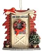 Snowfall Valley Barn Door With Brown Wreath & Verse Christmas Ornaments