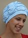 Jane Inc. Luxury Turban Shower Cap - Aqua with white stripes