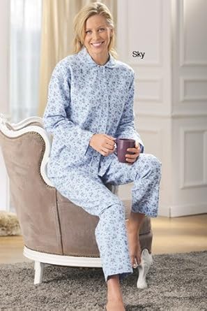 Ladies Damart Plus Size Long Sleeved Winceyette Pyjamas 30-32 (Blue floral): Amazon.co.uk: Clothing
