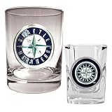 MLB Seattle Mariners Rocks Glass & Square Shot Glass Set - Primary Logo Amazon.com