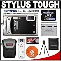 Olympus Stylus TOUGH-8000 Shockproof & Waterproof Digital Camera (Black) + 2GB xD Card + Spare Li-50B Battery + Case + Cameta Bonus Accessory Kit