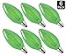 Luxrite LR21262 (6-Pack) Green LED Filament Candelabra Light Bulb, 4-Watt Equivalent to 40w Incandescent, Bright Green Color, 350 Lumens, 15,000 Hr Life, E12 Candelabra Base