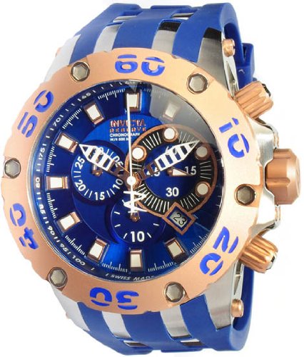 Rose Two Tone Reserve Diver Chronograph Swiss Quartz Blue Strap