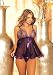Risque Collection Sheer Net Babydoll with G-String, One Size, Purple