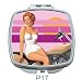 GLAM Vintage Pinup Bombshell Mirror Compact, Motorcycle Beauty Design