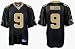 Drew Brees Jersey: Reebok Black Replica #9 New Orleans Saints Jersey - Large