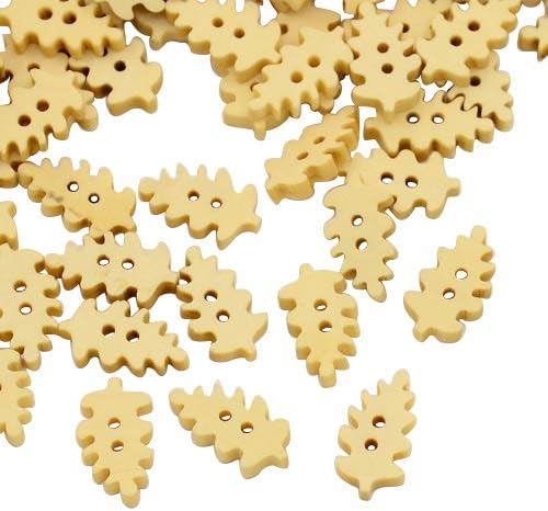 Pandahall 50 Pcs Wooden Buttons, Undyed, 2-Hole, Pine Cone, Moccasin, 17x10x4mm, Hole: 2mm