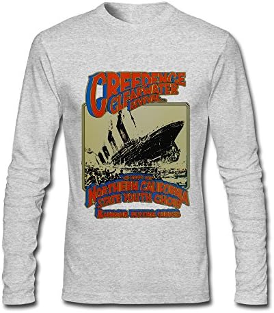 Manrv Men's Creedence Clearwater Revival Band Long Sleeve T-shirt L HeatherGray
