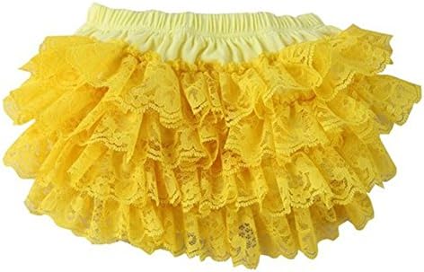 Tiny Susie baby girls newborn lace ruffle bloomer panties Diaper cover pettiskirt (L, yellow)