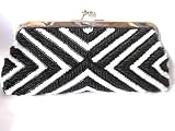 Beaded Wedding Handmade Evening Handbag/bag/white and Black Color