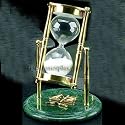 30 Minute Brass Legal Sand Timer on Green Marble with Scales of Justice Emblem
