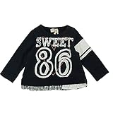 【H28年春物】 CHILD CHAMP(チャイルド チャンプ) ガーゼ裏毛裾フリルナンバートレーナー 100cm/BK NO.C-86161104