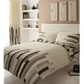 Blocks Cream And Brown King Size Poly/Cotton Duvet Cover Set