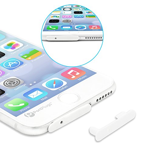 PortPlugs - iPhone 6, 6s Dust Plug - (Set of 5) UniPlugs Allow Easy Access to One Port While Remaining Securely Attached - Protects iPhone from Dust, Dirt & Pocket Lint (White)