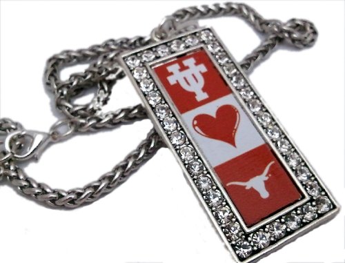 Handmade University of Texas Longhorn Silver Charm & Necklace Set