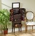 SEI Freestanding Cherry Jewelry Armoire