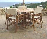 70001 5pc Barbuda 4 Foot Round Teak Directors Chair Folding Table set