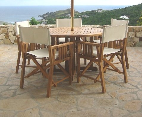 70001 5pc Barbuda 4 Foot Round Teak Directors Chair Folding Table set product image
